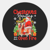 Sticker Rond Chestnuts Roasting On An Open Fire Funny Santa (Devant)
