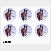 Sticker Rond Cheval (Feuille)