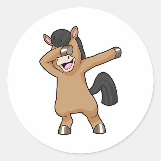 Sticker Rond Cheval à Hip hop Dance Dab (Devant)