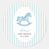 Sticker Rond Cheval à rocher Preppy Ours Baby shower bleu (Devant)