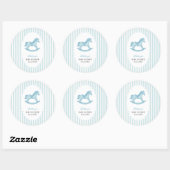 Sticker Rond Cheval à rocher Preppy Ours Baby shower bleu (Feuille)