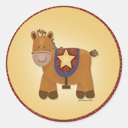 Sticker Rond Cheval animal farci de bébé (Devant)