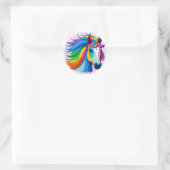 Sticker Rond Cheval arc-en-ciel (Sac)