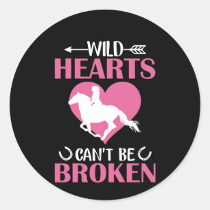 Sticker Rond Cheval Art Coeurs sauvages ne peuvent pas être bri