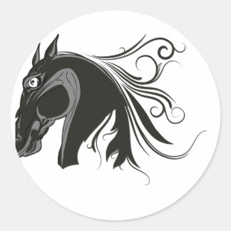 Sticker Rond Cheval Artwork : Tonnerre noir