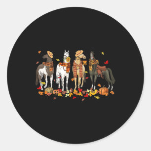 Sticker Rond Cheval Automne Thanksgiving Cheval Automne Quitte