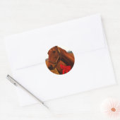 Sticker Rond Cheval avec Bow rouge (Enveloppe)