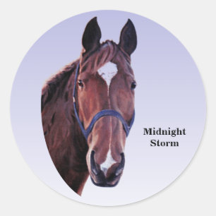 Sticker Rond Cheval avec étoile blanche (modifier le texte)