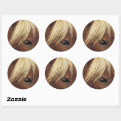 Sticker Rond Cheval avec Mane Blanc (Feuille)