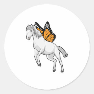 Sticker Rond Cheval avec papillon