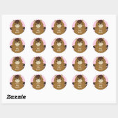 Sticker Rond Cheval Baby shower fille rose (Feuille)