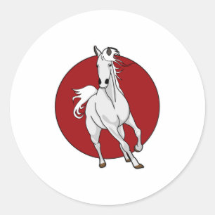 Sticker Rond Cheval blanc