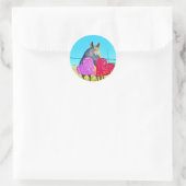 Sticker Rond Cheval blanc et Brown Valentine Coeurs (Sac)