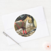 Sticker Rond Cheval blanchi en hiver (Enveloppe)