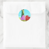 Sticker Rond Cheval blond et Coeurs rose et rouge (Sac)