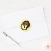 Sticker Rond Cheval Brown celtique Jaune (Enveloppe)