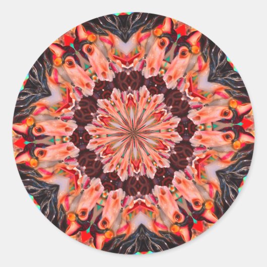 Sticker Rond Cheval Carousel Kaleidoscope Abstrait Art (Devant)
