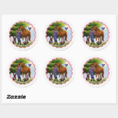 Sticker Rond Cheval châtaigne et fille (Feuille)