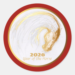 Sticker Rond Cheval chinois personnalisé Année Zodiac Anniversa