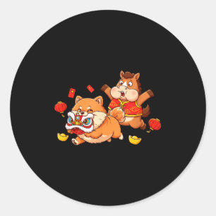 Sticker Rond Cheval Chinois Pomeranian Enfants Hommes Femmes He
