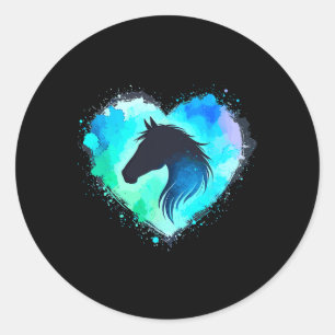 Sticker Rond Cheval Coeur Cheval Fille Cheval Équitation Cheval
