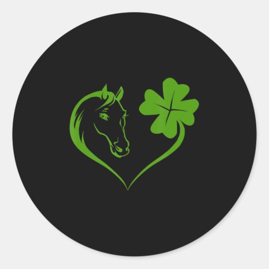 Sticker Rond Cheval Coeur et feuille irlandais St Patrick Jour  (Devant)