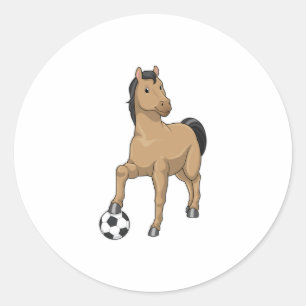 Sticker Rond Cheval comme joueur de football avec Soccer