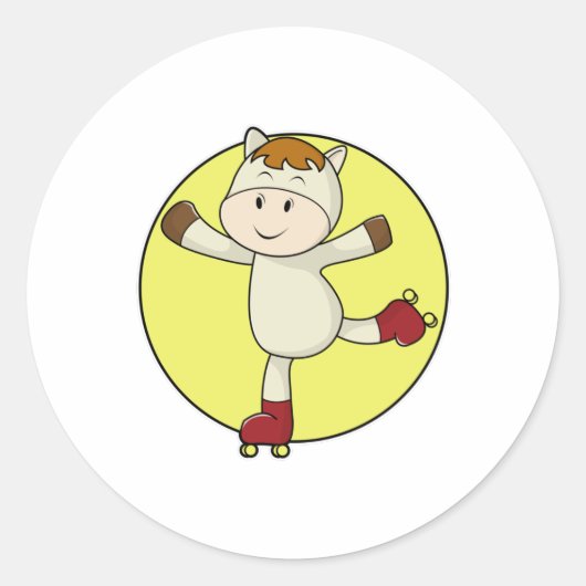Sticker Rond Cheval comme Patinage en ligne & Patins en ligne (Devant)