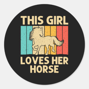 Sticker Rond Cheval cool Pour Filles Enfant Horseback équitatio