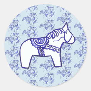 Sticker Rond Cheval Dala Bleu