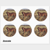 Sticker Rond Cheval dans le pâturage (Feuille)