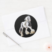 Sticker Rond Cheval d'attelage Gypsy Mare Stallion (Enveloppe)