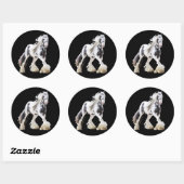 Sticker Rond Cheval d'attelage Gypsy Mare Stallion (Feuille)