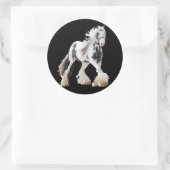 Sticker Rond Cheval d'attelage Gypsy Mare Stallion (Sac)
