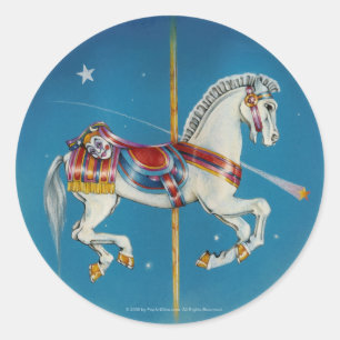 Sticker Rond Cheval d'autocollants - rouges, blanc et bleu de