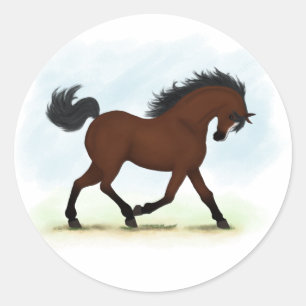 Sticker Rond Cheval De Baie Avec Lame