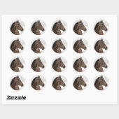 Sticker Rond Cheval de baie en neige douce (Feuille)