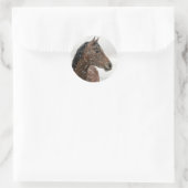 Sticker Rond Cheval de baie en neige douce (Sac)