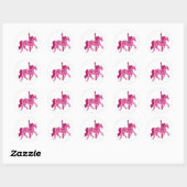 Sticker Rond Cheval de carrousel rose (Feuille)
