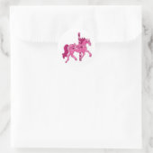 Sticker Rond Cheval de carrousel rose (Sac)