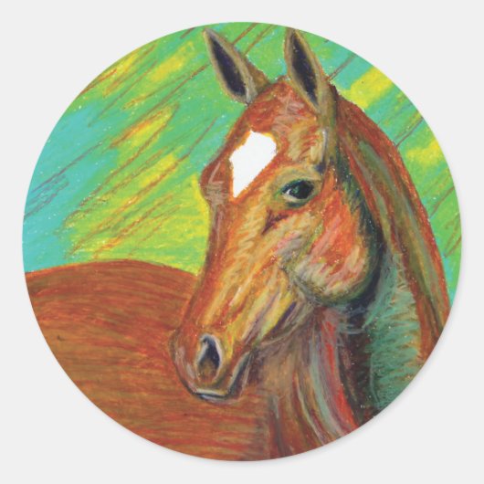 Sticker Rond Cheval de châtaigne (Devant)