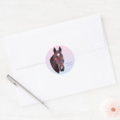 Sticker Rond Cheval de châtaignes avec étoile blanche (Enveloppe)