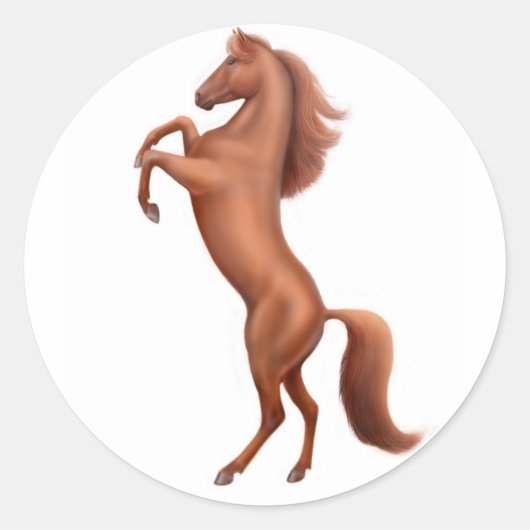 Sticker Rond Cheval de châtaignes d'élevage avec chevalet (Devant)