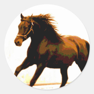 Sticker Rond Cheval de course