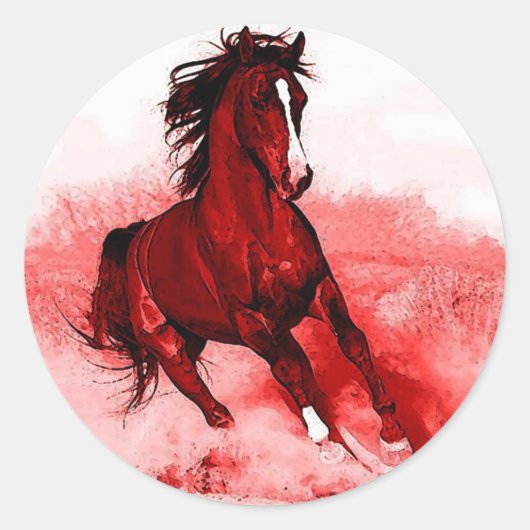 Sticker Rond Cheval de course (Devant)