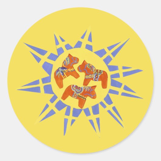 Sticker Rond Cheval de Dala suédois (Devant)