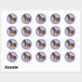 Sticker Rond Cheval de Dessin Animé (Feuille)