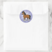 Sticker Rond Cheval de Dessin Animé (Sac)