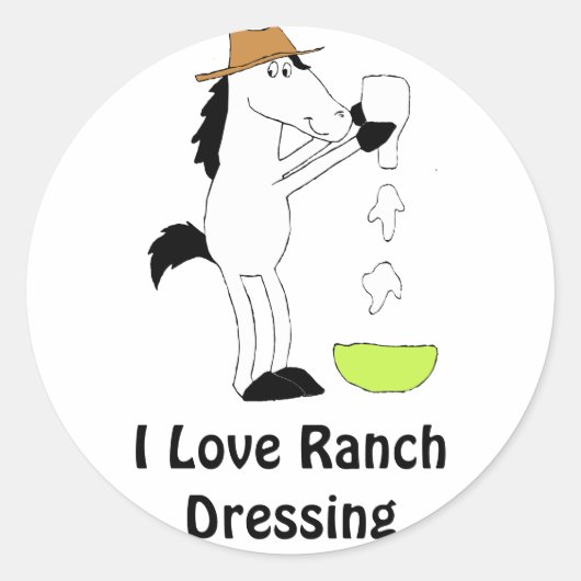 Sticker Rond Cheval De Dessin Avec Robe De Ranch (Devant)