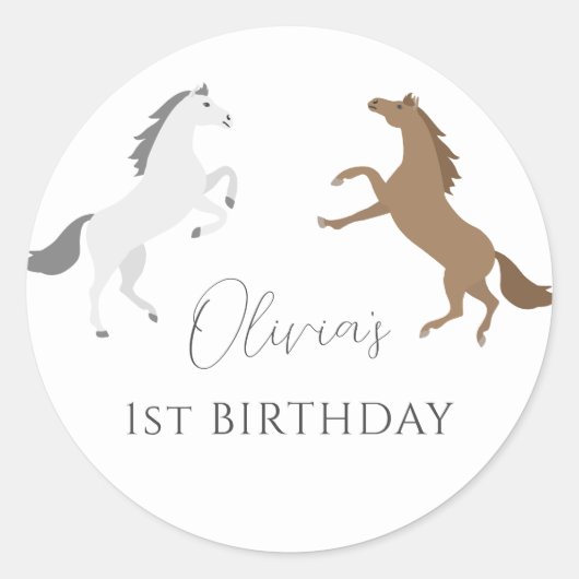 Sticker Rond Cheval de fille Equestre filles Anniversaire (Devant)